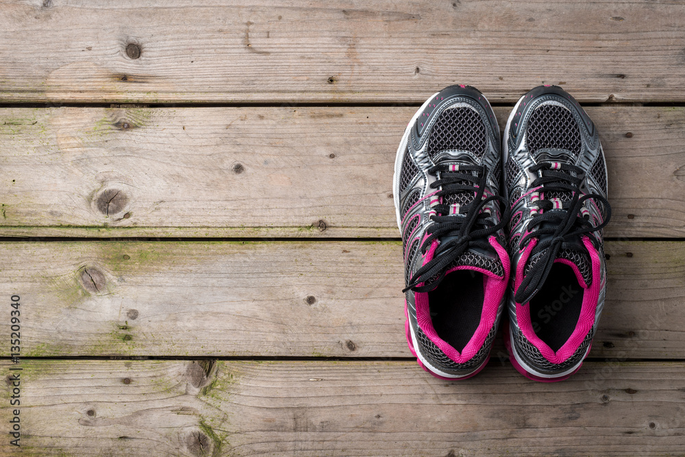 Sport background with running shoes Sport background with running shoes