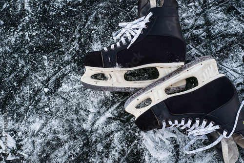 Wallpaper Mural hockey scates on ice pond riwer Torontodigital.ca