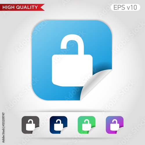 Colored icon or button of lock symbol with background