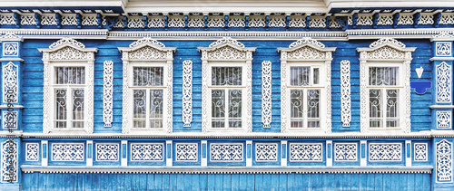 Russian house facade with frames