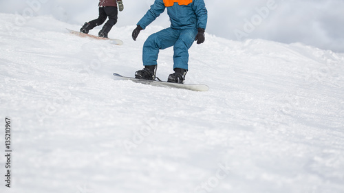 Snowboarding on slope