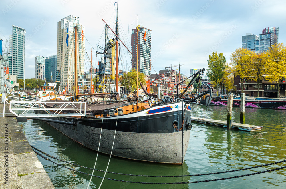 Historic vessel near Maritiem Museum Rotterdam, Netherlands