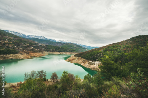 Storage pond on Dim Cay river in the mountain area of Alanya, Antalya province, Turkey