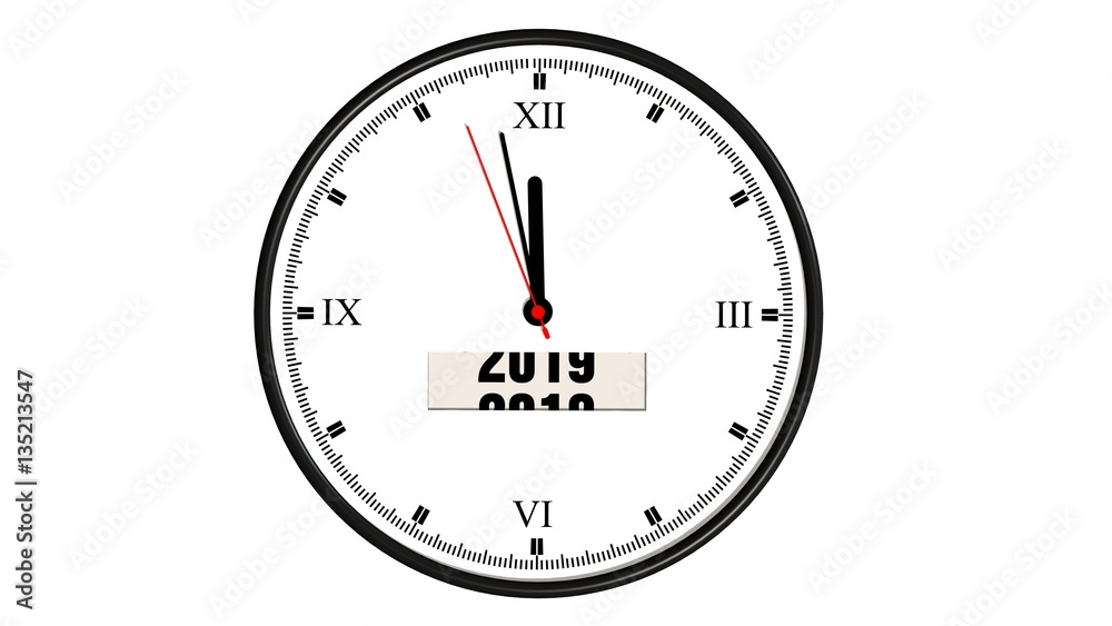 Naklejka premium clock year change from 2018 to 2019 isolated on white