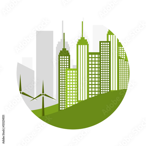 green city ecology buildings vector illustration design