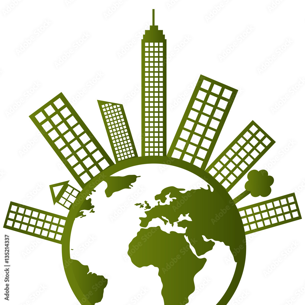 green city ecology buildings vector illustration design