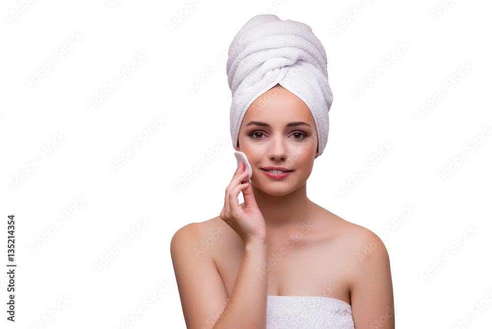 Beautiful woman in beauty concept isolated on white