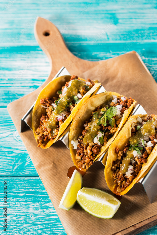 Mexican tacos campechanos