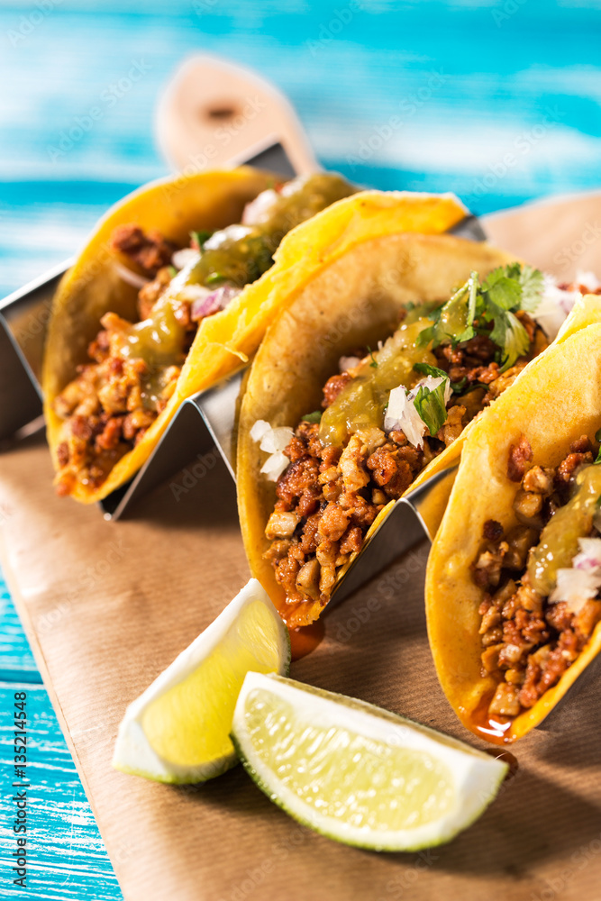 Mexican tacos campechanos