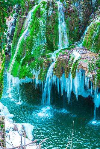 Amazing frozen waterfall photo