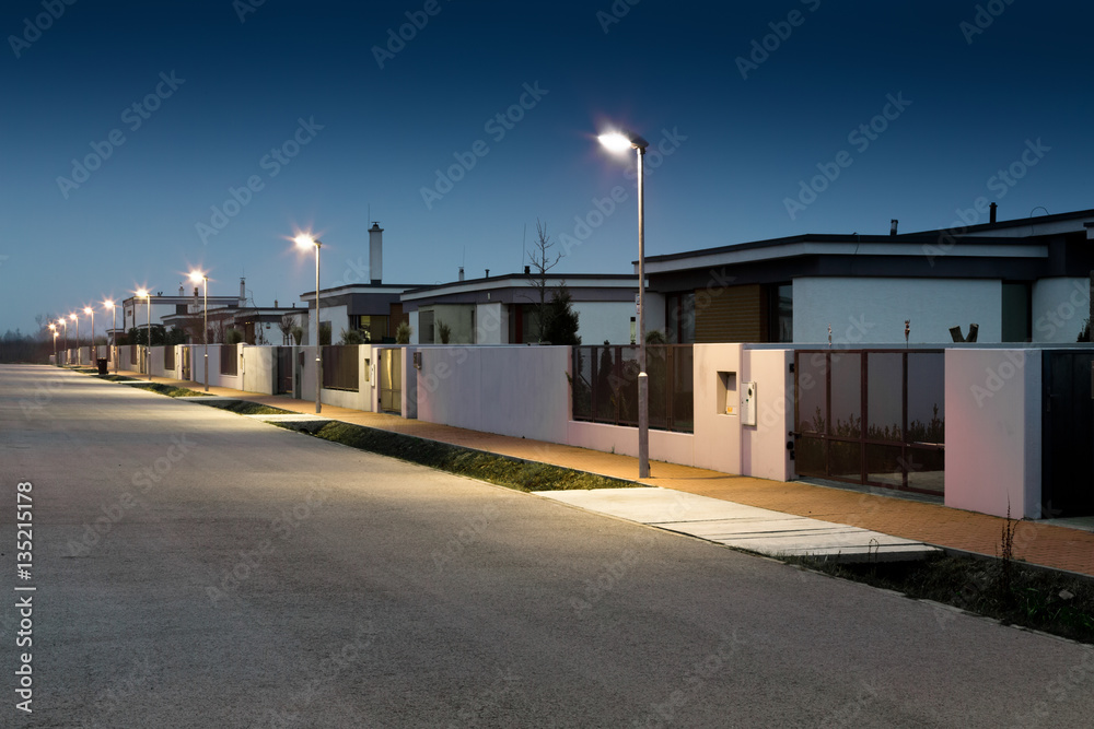 modern residential quarter at night modern residential quarter at night
