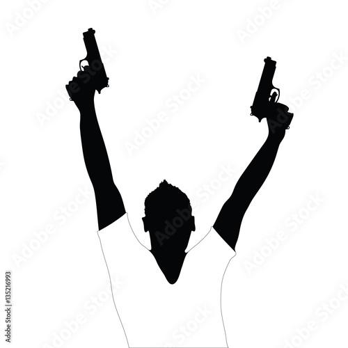 man with two gun vector illustration