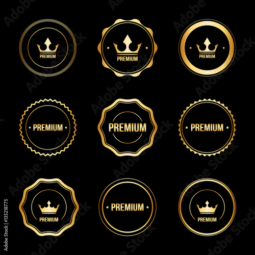 Set of gold premium labels photo
