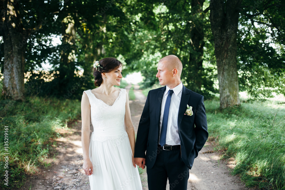 Happy bride and groom on their wedding. Happy bride and groom on their wedding.
