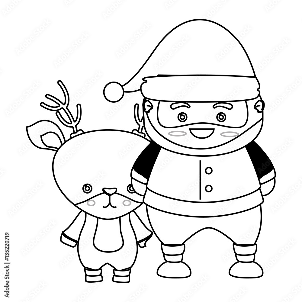 merry christmas santa claus kawaii character vector illustration design