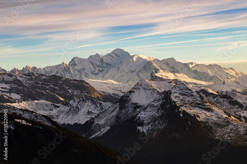 Mont-blanc at sunset in the french alps
