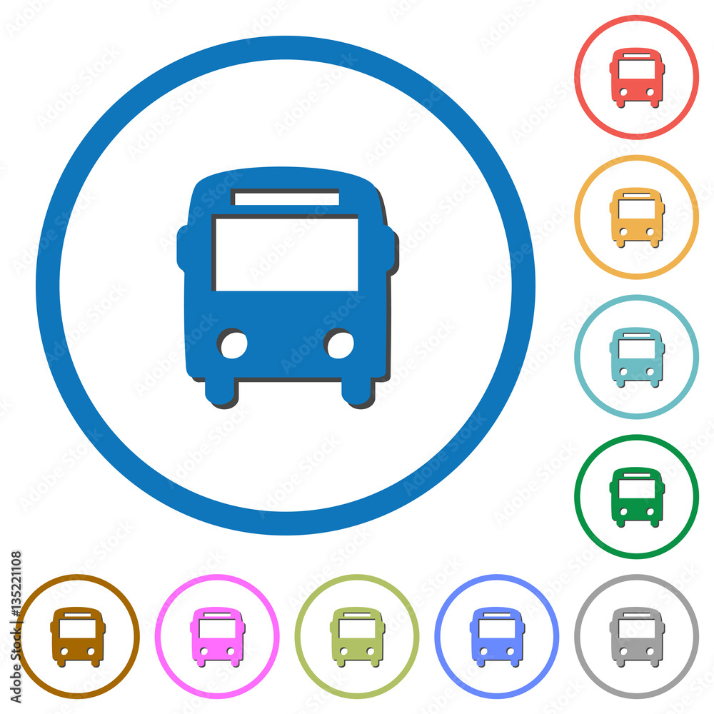Bus icons with shadows and outlines Bus icons with shadows and outlines