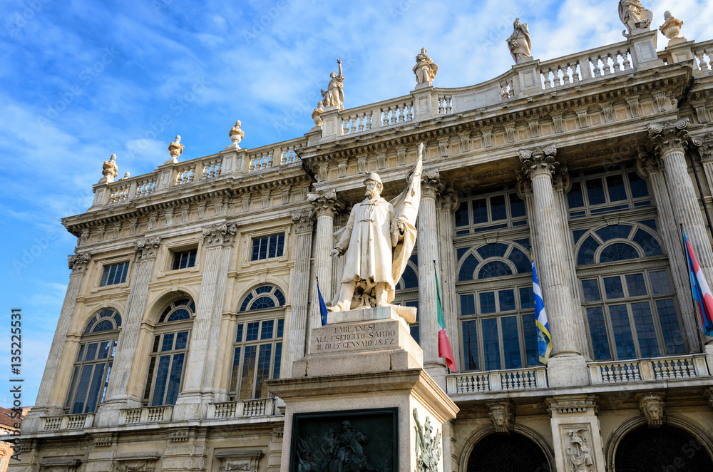 Facade of Palazzo Madama, ancient royal palace in Piazza Castello, Turin (Italy)