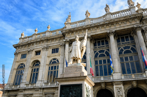 Facade of Palazzo Madama, ancient royal palace in Piazza Castello, Turin (Italy)