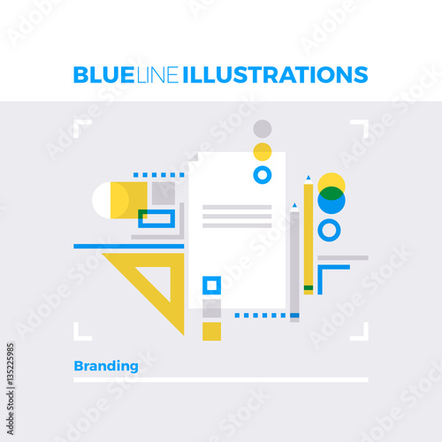 Branding Sketch Blue Line Illustration.