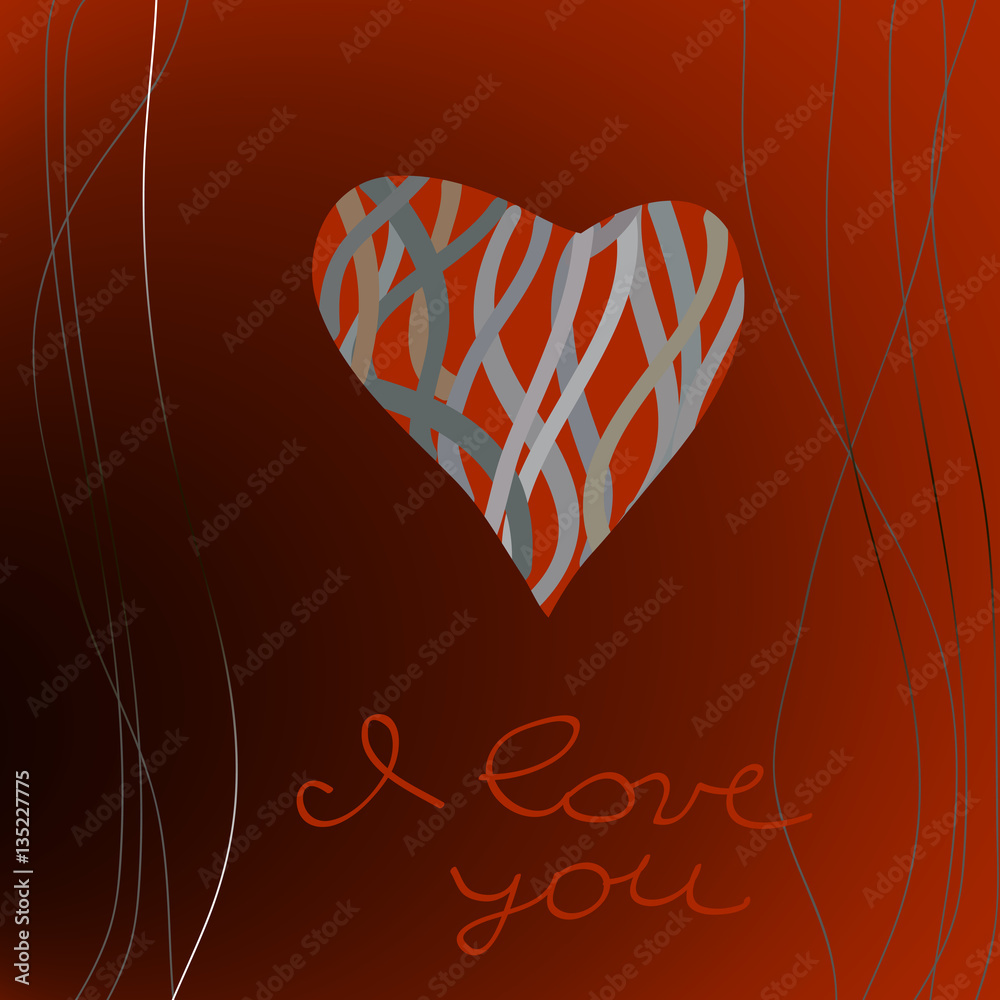  I love you card with a  hart on a red background