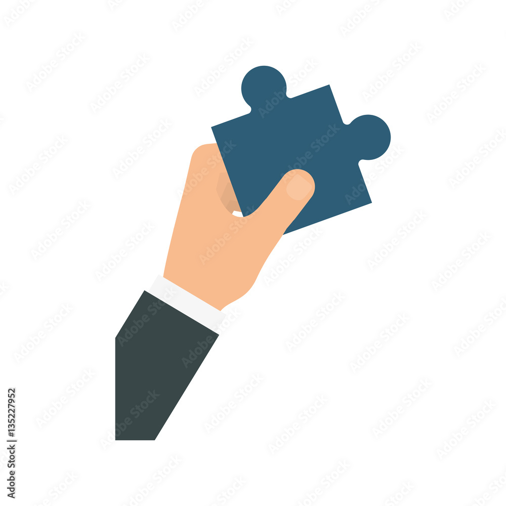 Hand holding a puzzle icon vector illustration graphic design