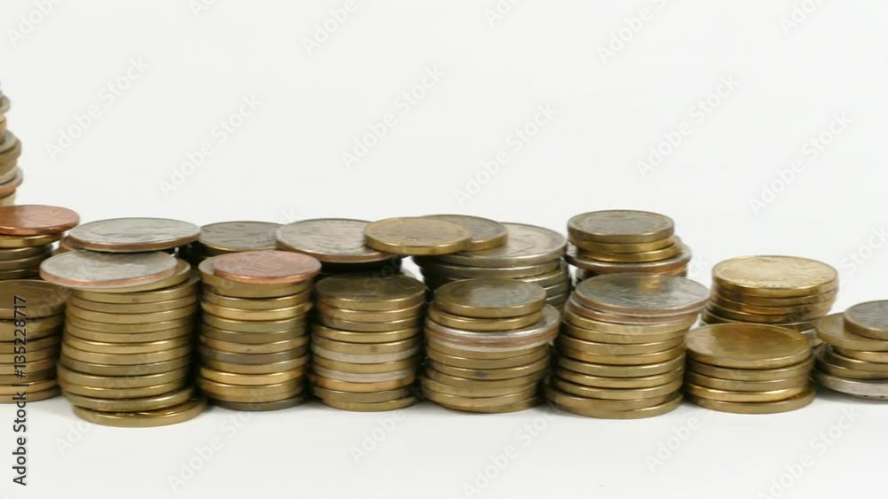 Lithuania flag waving with stack of money coins Lithuania flag waving with stack of money coins