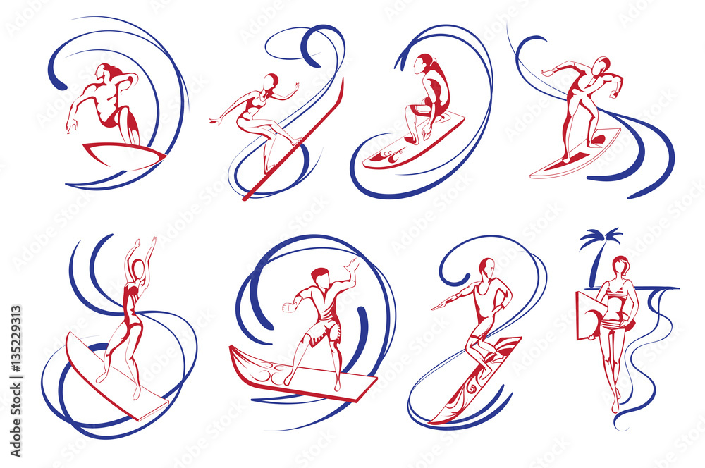 Obraz premium Water Extreme Sport People Set