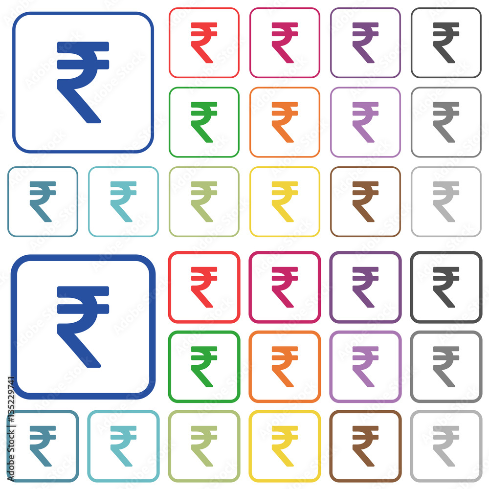 Indian Rupee sign outlined flat color icons Indian Rupee sign outlined flat color icons