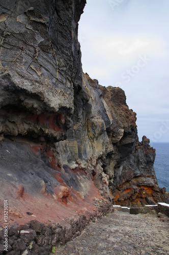 The rocky wall near route to Pozo de las Calcosas a small summer settlement on a El Hierro island