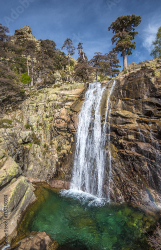 Radule waterfall in High Golo Valley of Corsica Island