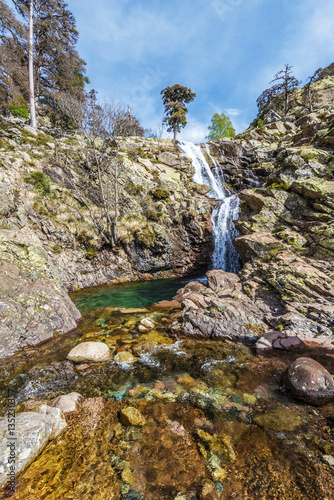 Golo river stream and Radule waterfall in Corsica Island photo