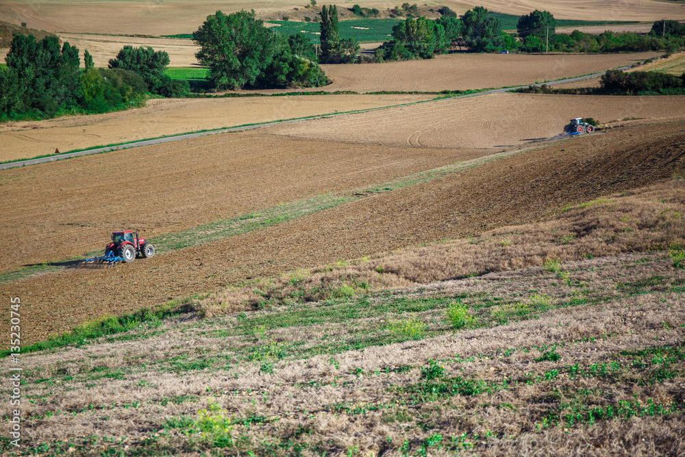 Tractor Plowing Field Stock Photo Adobe Stock