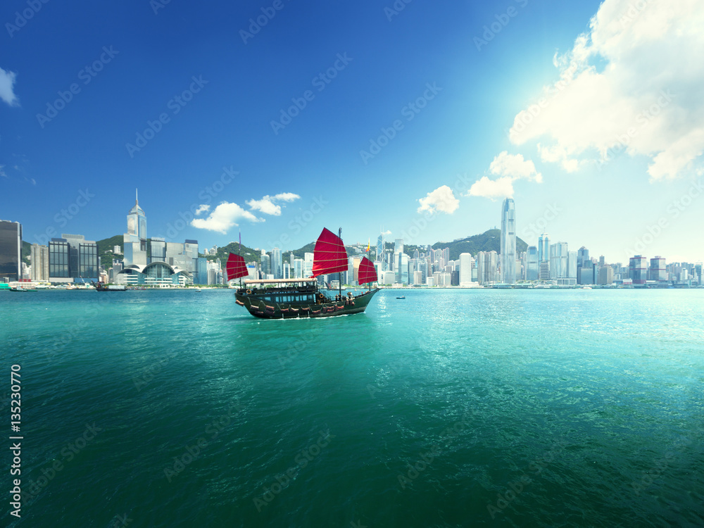 Naklejka premium Port w Hongkongu