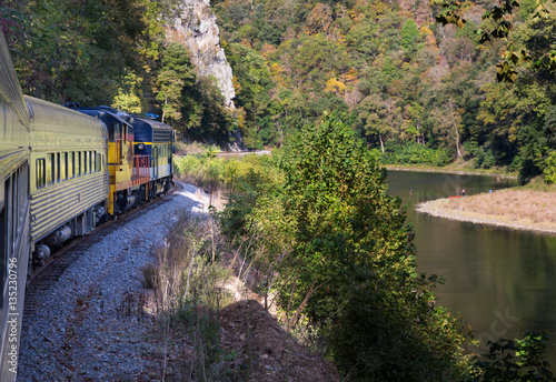 Diesel engine on train trip up gorge