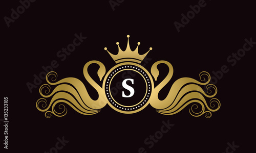 S Letter Swan Wedding Crest Logo