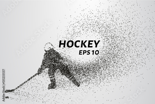 Hockey from the particles. Hockey breaks down into small molecules. Vector illustration