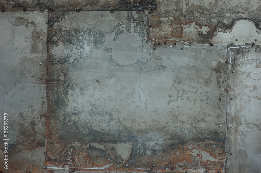 Naklejka premium gray and blue metal texture, orange rust