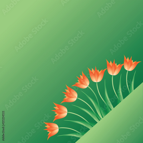 Tulips. Messengers of spring. Design for ads, greeting cards, invitations for the celebration.