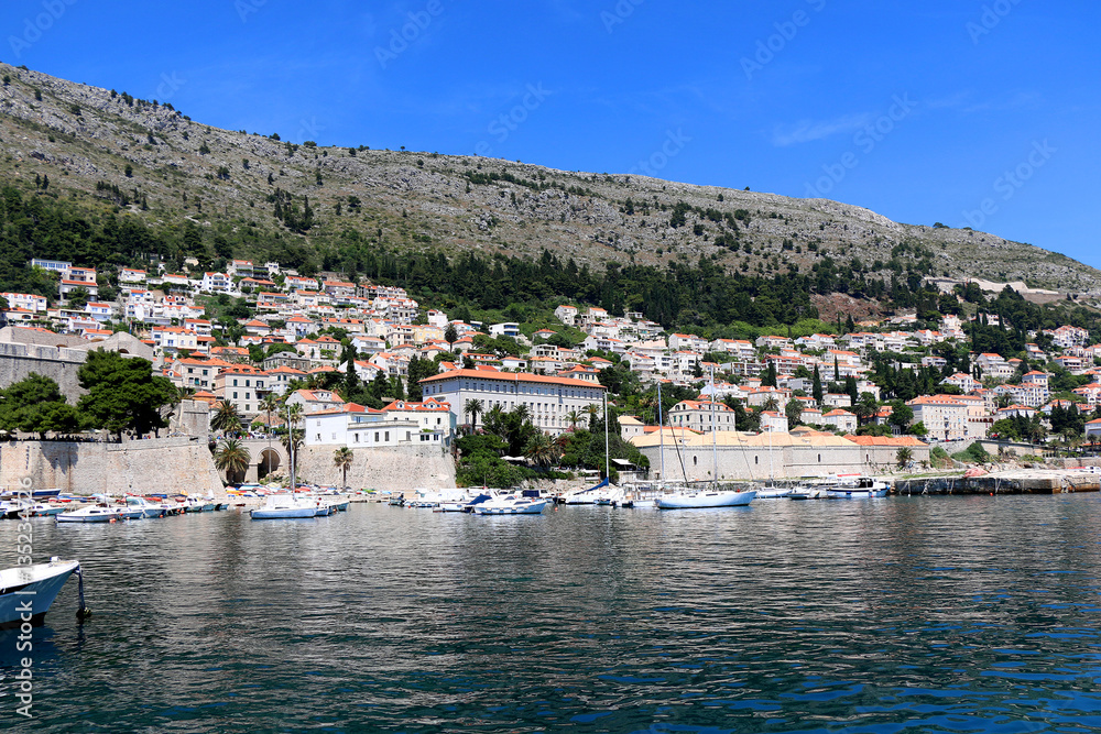 Southeastern part of Old Town in Dubrovnik, Croatia. Dubrovnik is popular tourist destination and UNESCO World Heritage Site. 
