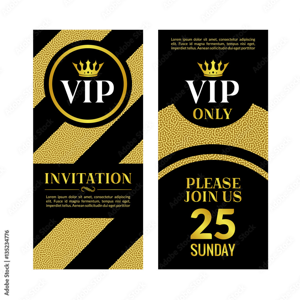 Vecteur Stock VIP party premium golden invitation card design. Quilted ...
