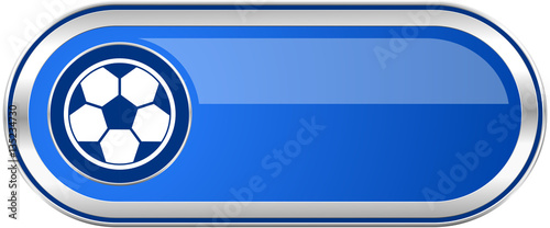 Soccer long blue web and mobile apps banner isolated on white background.