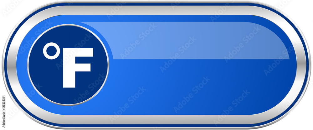 Fahrenheit long blue web and mobile apps banner isolated on white background. Fahrenheit long blue web and mobile apps banner isolated on white background.