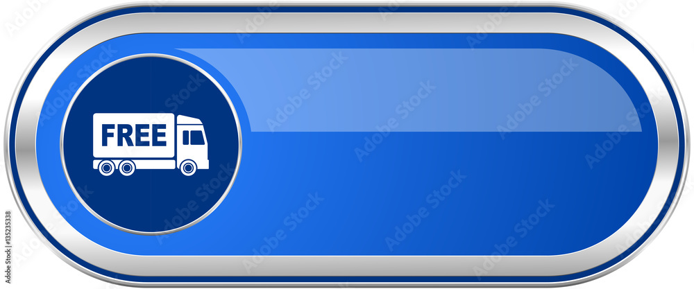 Free delivery long blue web and mobile apps banner isolated on white background. Free delivery long blue web and mobile apps banner isolated on white background.