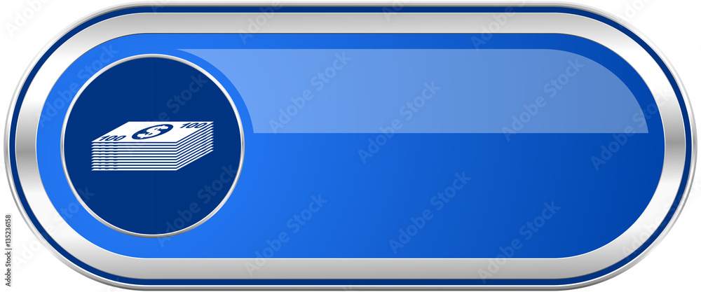 Money long blue web and mobile apps banner isolated on white background. Money long blue web and mobile apps banner isolated on white background.