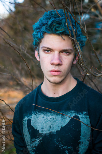 Teen punk guy portrait colourful