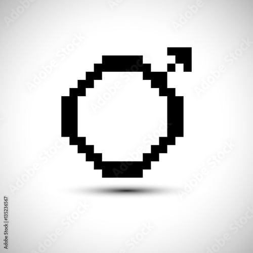Pixel Vector Male Gender Icon. Men sign. Gender symbol. Vector Illustration.