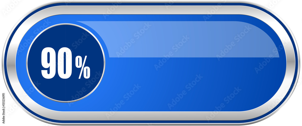 90 percent long blue web and mobile apps banner isolated on white background. 90 percent long blue web and mobile apps banner isolated on white background.