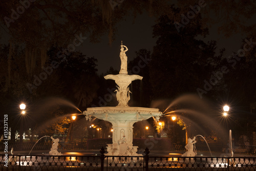 Forsyth Park Fountain at night