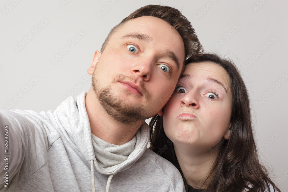 Young loving couple makes selfie. Snapshot for memory Young loving couple makes selfie. Snapshot for memory